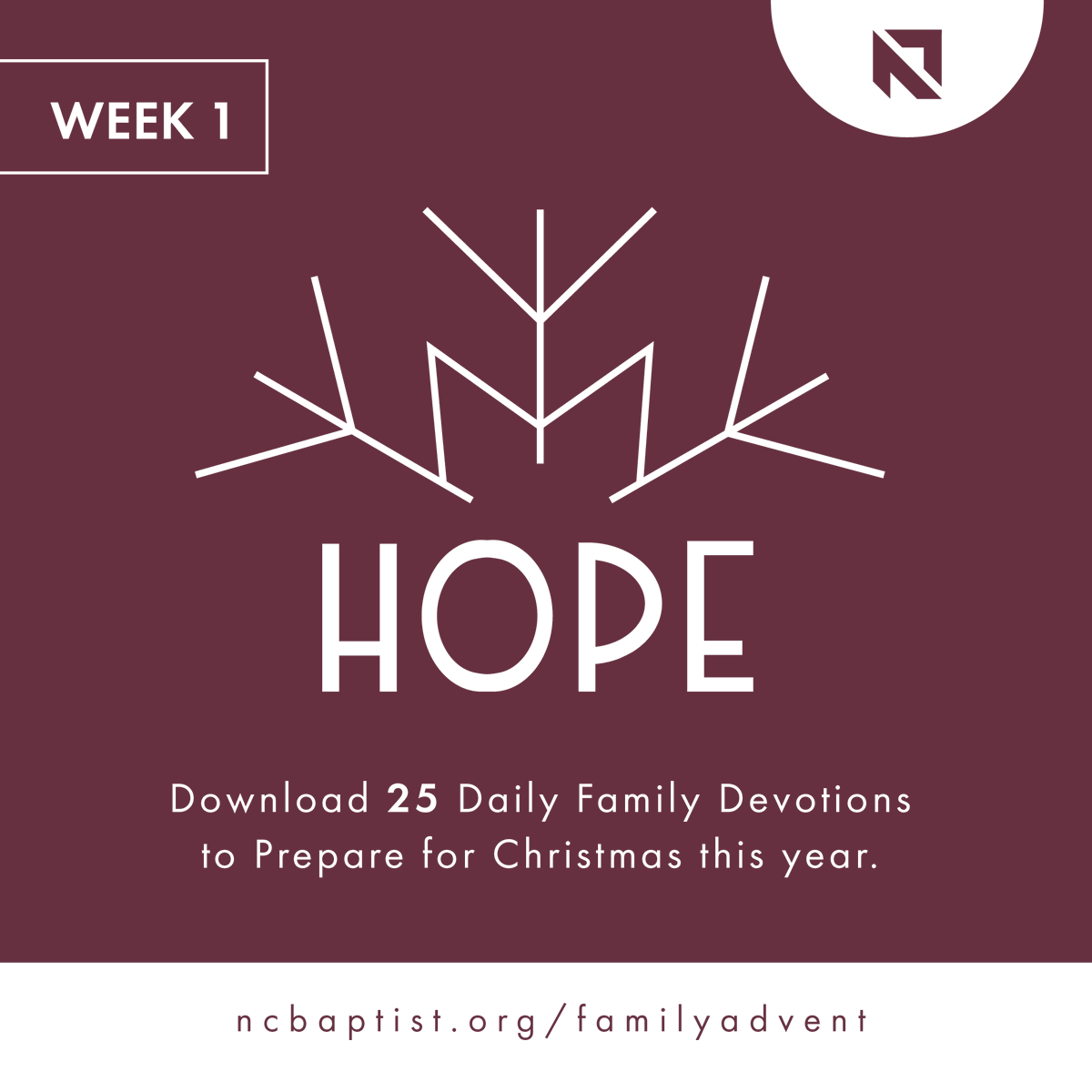 🕯️ As we enter Week 1 of Advent, we reflect on the hope we have in Christ. Join us in preparing your heart and home for Christmas through 25 daily family devotions. #OnMissionTogether

Download the free Advent guide at ncbaptist.org/familyadvent.