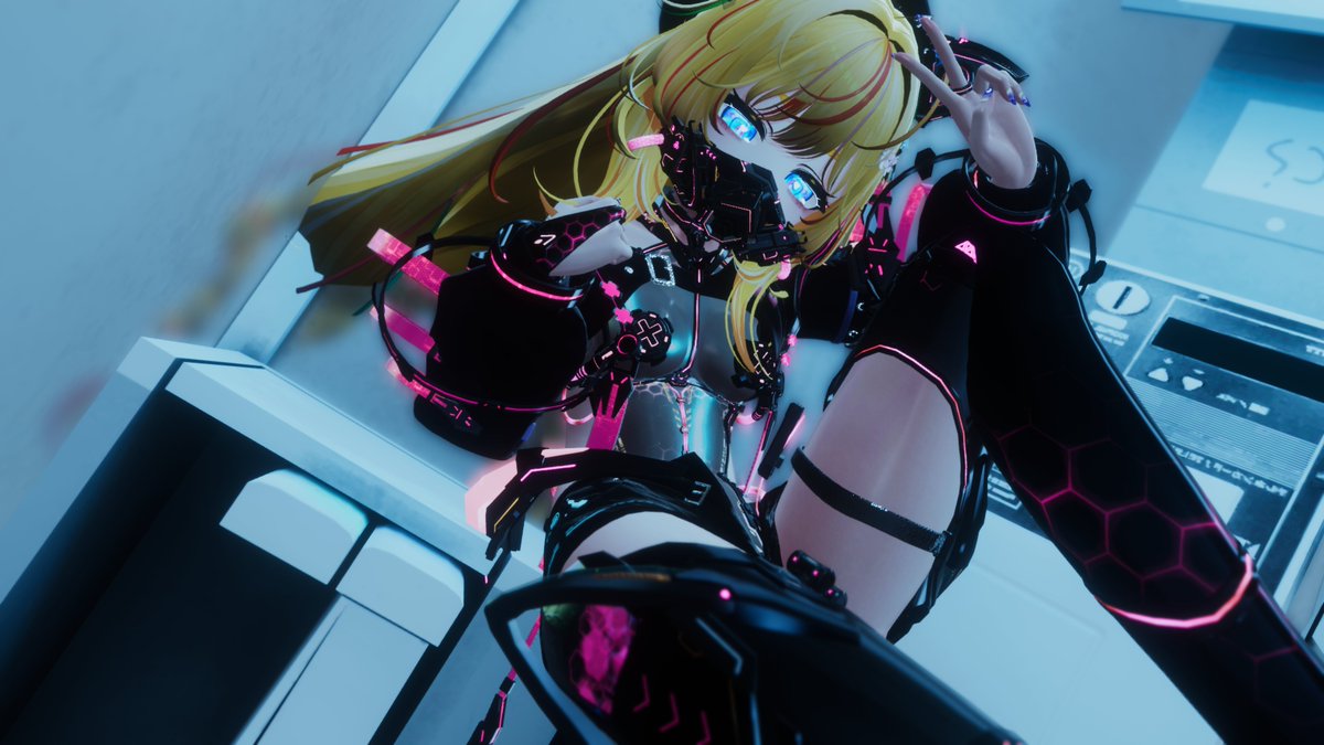 Rise_VRC's tweet image. …やっほ～♡
とっても、とーっても久しぶりだね…？
皆は元気にしてた？私は”こーほー？”、”後方”に転属して勤務してちゃあんと命令に忠実だったよ♡

えへ♡ってコトで、装備を新しく改良して最適化して貰ったの～♡また、皆の近くで勤務できる…カモね？♡

#EvilFallSet