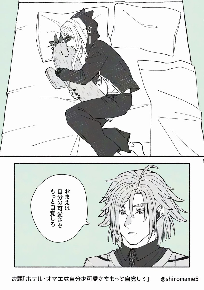 ワンドロワンライの開催ありがとうございます！
お題「ホテル・オマエ(お前)は自分の可愛さを自覚しろ」で参加させていただきます(1h＋α)
 #テレパライゾ_ワンドロワンライ