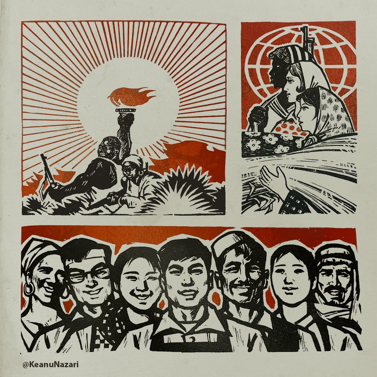KeanuNazari's tweet image. Internationalism was HUGE during the Chinese Cultural Revolution.

I have gone through a loooot of original 1960s propaganda art manuals over the past months since I returned to China. 

Digitalized some of my favorite findings on global solidarity.