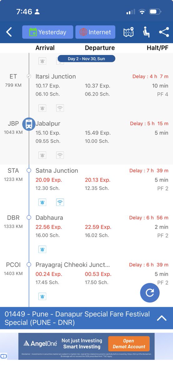 Asli_RealIndian's tweet photo. @drmjabalpur @drmpune - World class service of India Railway. 2 hr. 20 mins journey to taking 5 hrs. @AshwiniVaishnaw  - Sir you need to do lot to make Railway world class as current situation is "worst class".  #FrustratedPassnger 😡😡 https://t.co/vbxhcpMUJw