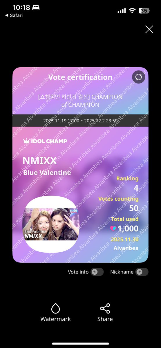 AieaSone's tweet photo. @LimYoonaGVT @NMIXXVZ_PH Voted for #NMIXX and #YOONA Collab 💕 https://t.co/kbonTUlkM5