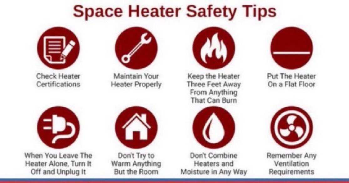 🔥Space heaters need space. Keep space heaters AT LEAST 3 ft. from bedding, curtains &amp; other combustible materials. (pretty much everything) <a href="/MontgomeryCoMD/">Montgomery County MD Government</a> 

🔌Always plug your heater directly into the wall. Learn more at bit.ly/3mJc4EZ
