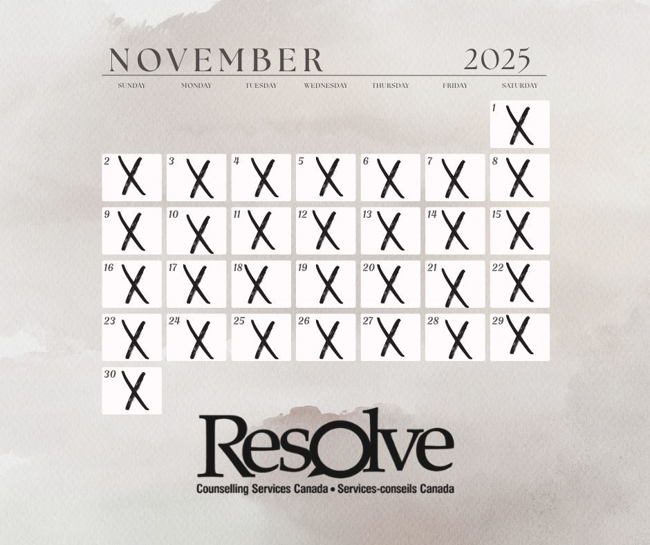 resolvecanada's tweet image. As November comes to a close, it’s a great time to reflect on the month — the challenges faced, the growth made, and the self-care practised. 

💛At Resolve Counselling Services, we’re here to help you step into December with clarity, balance, and support.

#ResolveCounselling