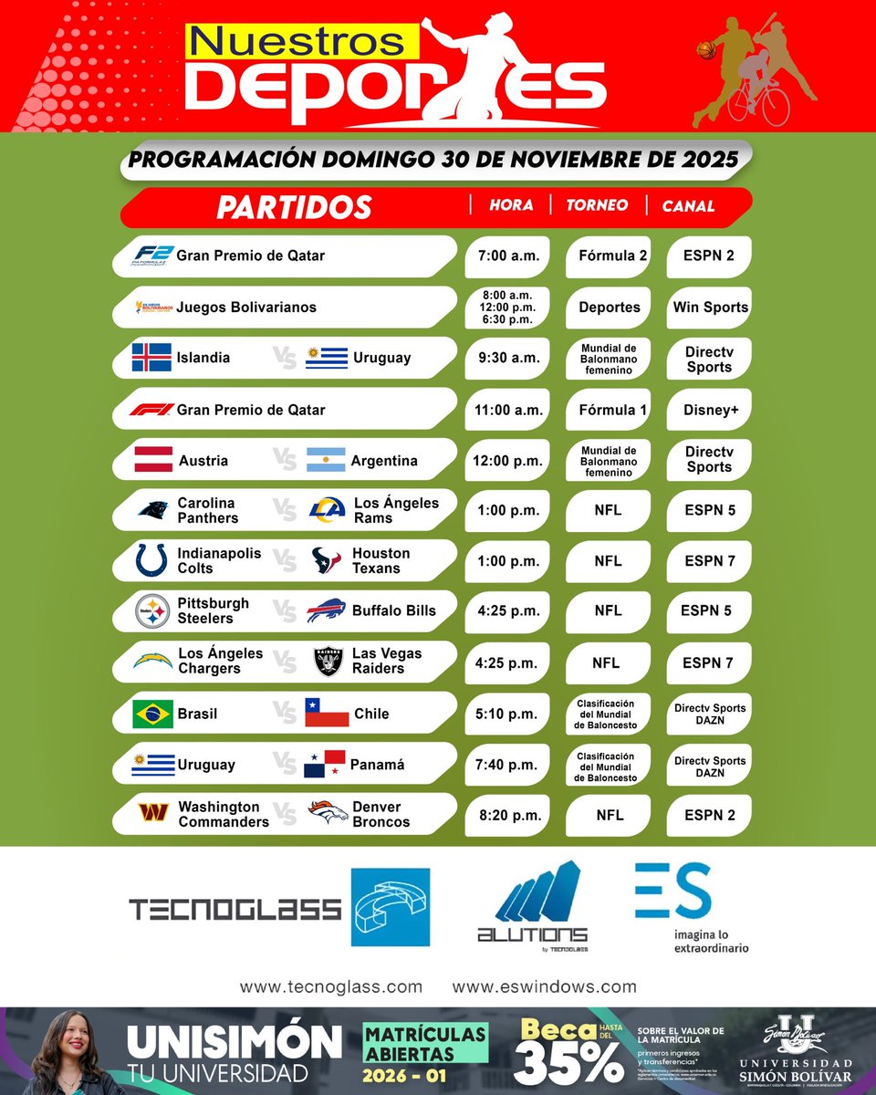 nuestrosdporte2's tweet image. #Programación deportiva del domingo