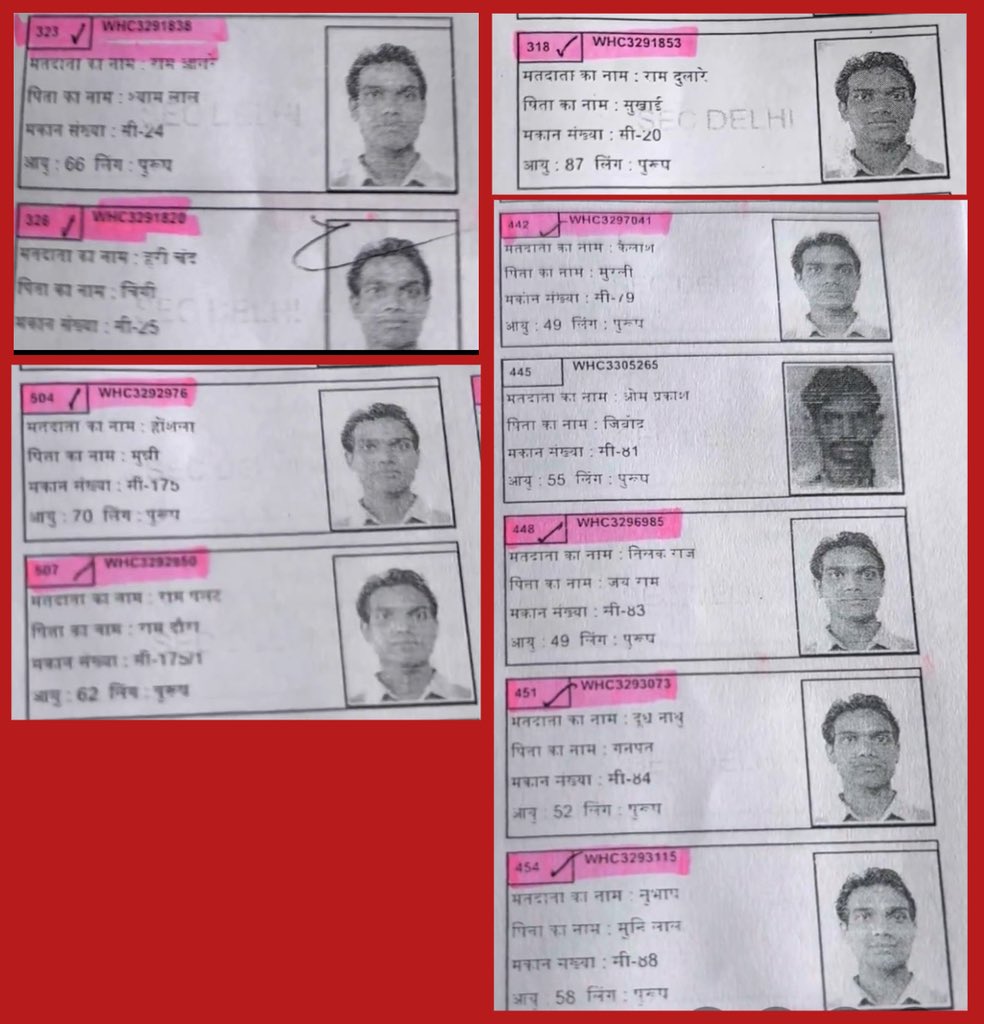 iArpitSpeaks's tweet image. Delhi Nagar Nigam Election Irregularity🚨

Wazirpur Ward-65, Booth 07: 

1 photo used for 92 voters.
Same face, Difficult Names
Same face, Different Ages

Incompetent Election Commission?
