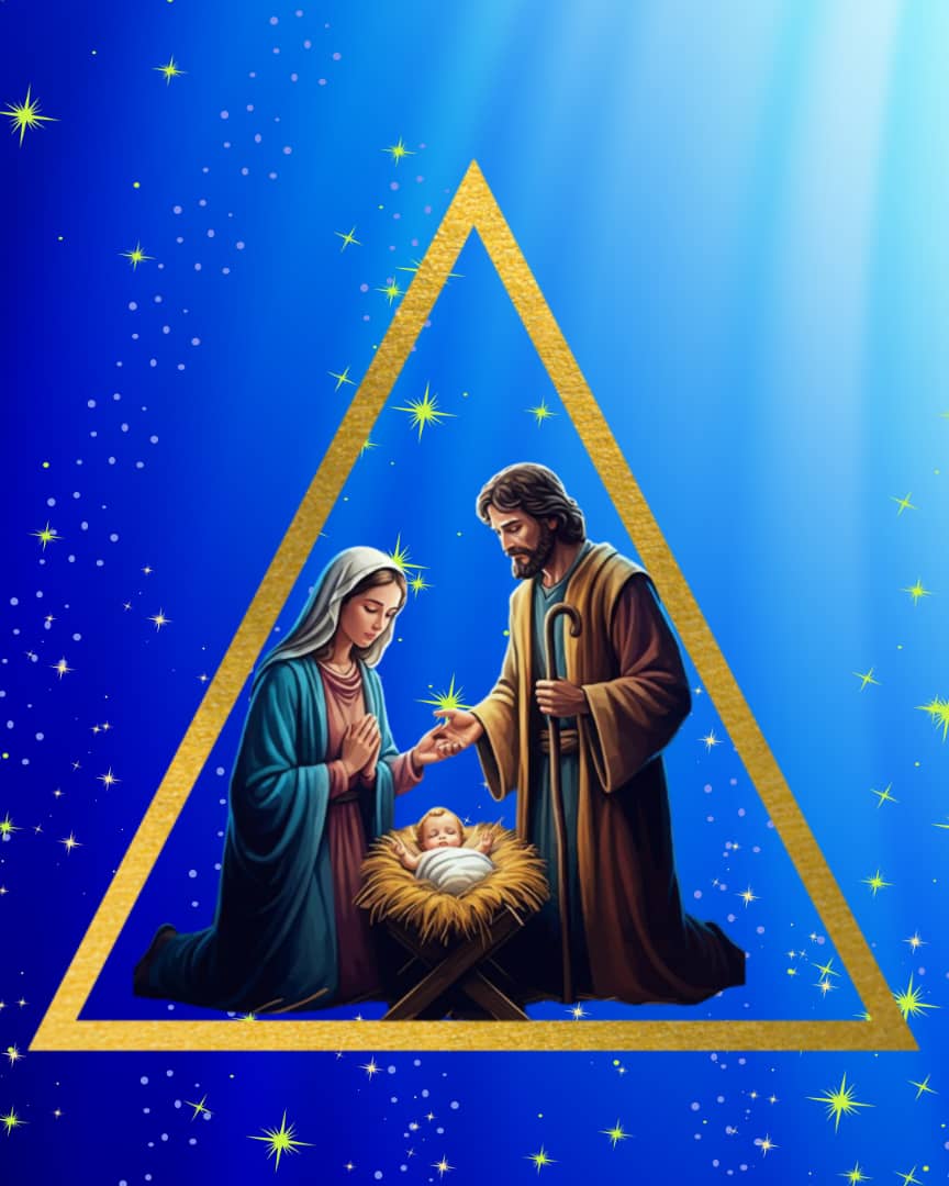 Micropesebre trinitario. Triángulo= símbolo de Dios Unitrino:Padre-Hijo-Espíritu Santo. Jesucristo=el Hijo de Dios hecho hombre. Hazlo y difúndelo.