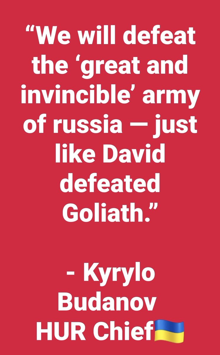 anno1540's tweet photo. “We will defeat the ‘great and invincible’ army of russia — just like David defeated Goliath.”

- Kyrylo Budanov 
HUR Chief🇺🇦

That's an statement I just loves/Lewi

Retweet if YOu Agree.... https://t.co/Y0fRVkBhsM
