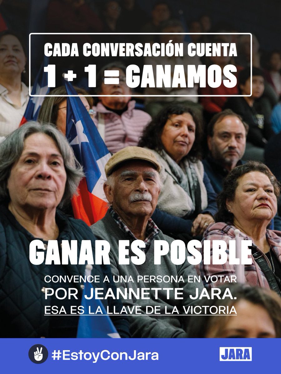 hernan_sr's tweet image. Si cada uno no de nosotros que votó por Jara convence a solo una persona, este 14 de diciembre ganamos. 

Ganar es posible. 

1+1 =Ganamos 

#EstoyConJara