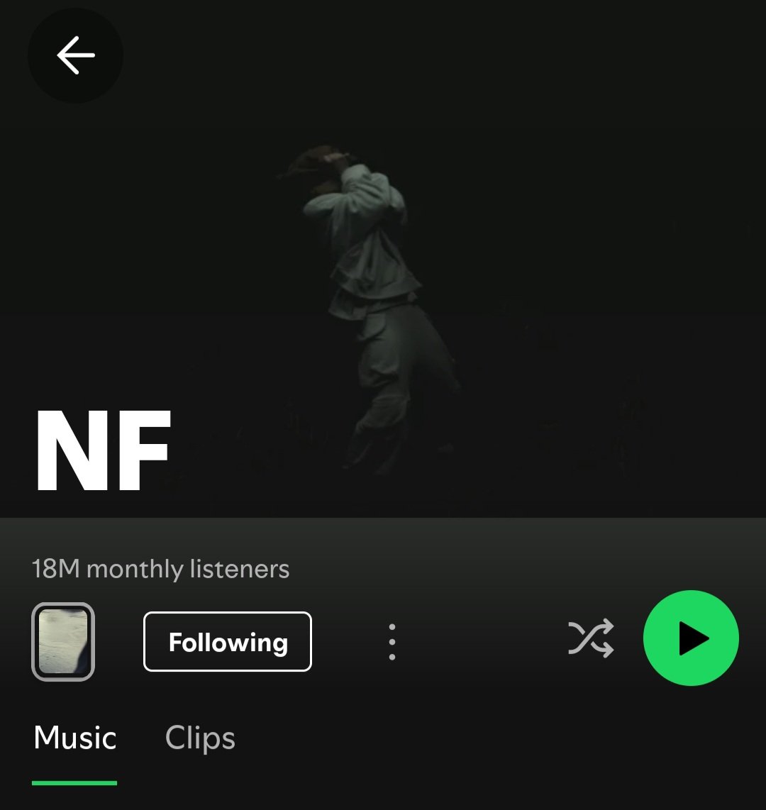 nfrealkey's tweet image. NF is currently the 489th most listened to artist on Spotify with 18 Million monthly listeners! 🥳🔥🖤