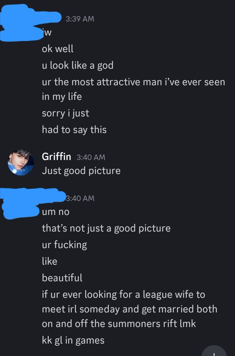 GriffinHQ_'s tweet image. Girl comes in my dms and im trying to be dry cause im not interested since i dont know them at all and they get mad i have a type lmao