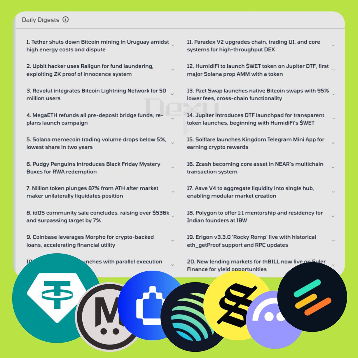 gm_upside's tweet image. 20 Tin Crypto Nóng Bỏng Bạn Có Thể Đã Bỏ Lỡ! 🥵

Bản dành cho anh em muốn cập nhật nhanh, không đau đầu vì thuật ngữ.

1/ #Tether dừng hoạt động đào Bitcoin ở Uruguay do chi phí năng lượng quá cao và tranh chấp nội bộ.

2/ Hacker Upbit dùng #Railgun để rửa…