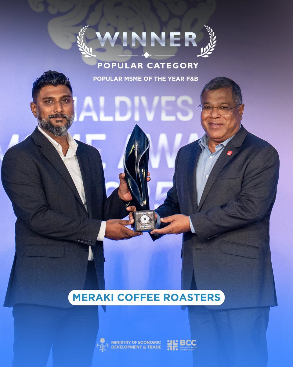 BCC_mv's tweet image. Congratulations Meraki!
Winner of Popular MSME of the Year – F&amp;amp;B at the Maldives MSME Award 2025.
Celebrating exceptional innovation and excellence in the F&amp;amp;B sector.
@MoEDmv 
#bcc #msmeaward2025 #dhiveheenahiskan