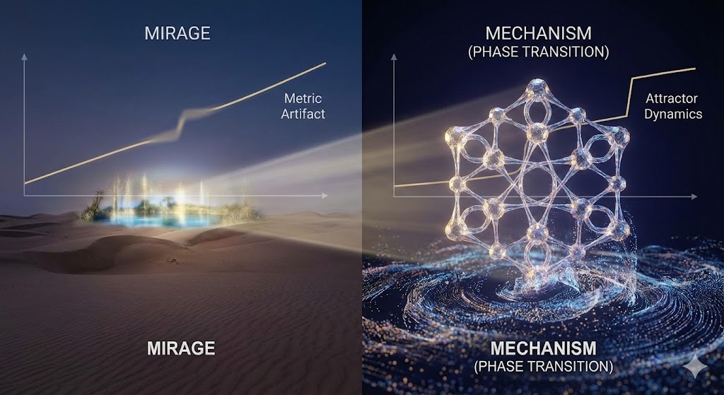 Is AI emergence a "mirage" or a mechanism? 📉🚀

We unite the debate using Complexity Science, mapping the "Attractor Dynamics" behind the phase transitions of intelligence. zenodo.org/records/177695…