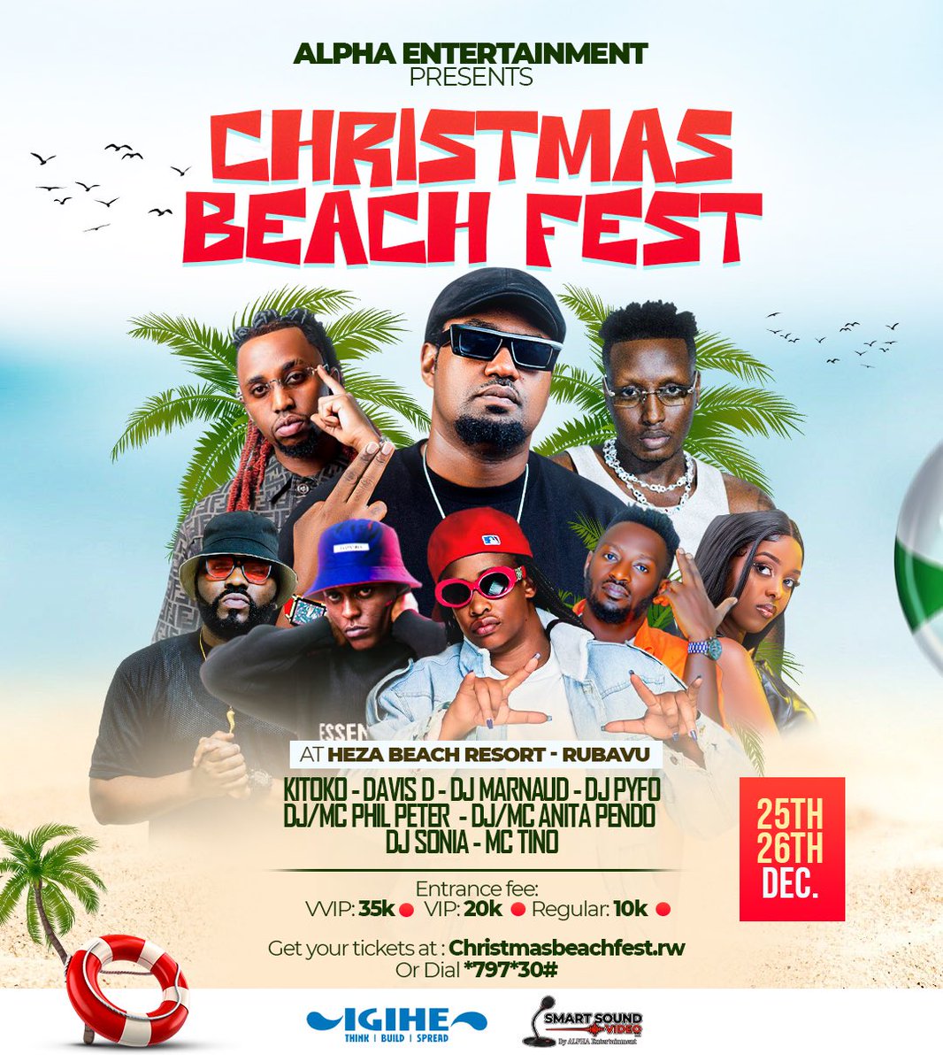 Rubavu on fire 🔥 

The holiday vibe is officially ON! 

Get ready for the Christmas Beach Fest at Heza Beach Resort – Rubavu, where the sand meets the beat and the energy hits different! 

Two days of pure fun, music, and unforgettable moments , 25th &amp; 26th December!

Secure