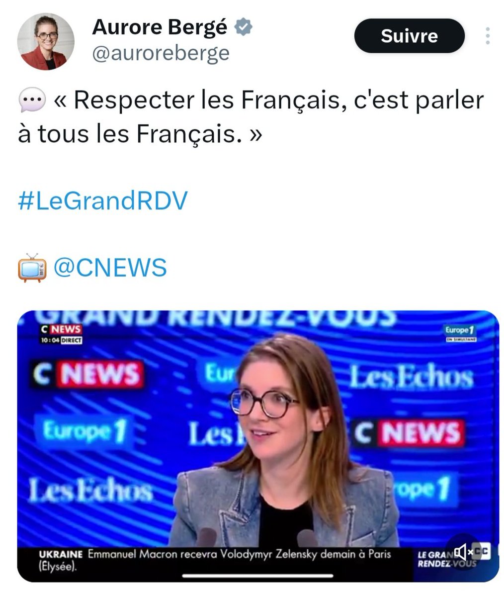 nRenardPaname's tweet image. Tiens, l'ineffable Aurore Bergé, qui a transformé l'opportunisme en convictions politiques, nous a parlé du respect dû à tous les Français, en débitant-comme toujours-des trucs totalement insipides. Respecter les Français, c'est surtout quitter le gouvernement quand on a pactisé…