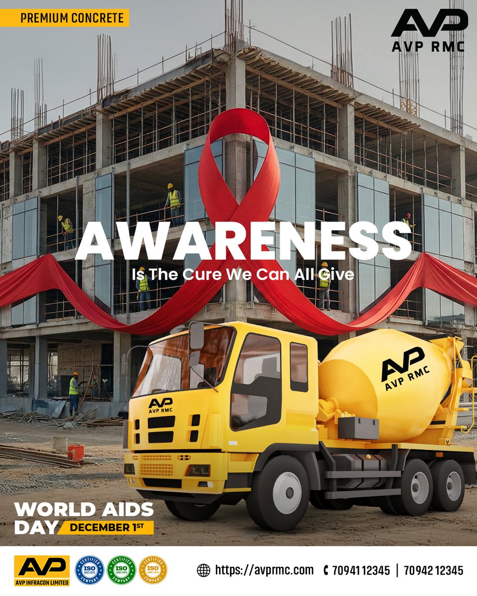 Today, we stand together to spread knowledge, break the stigma, and support every life touched by HIV.

World AIDS Day.

#WorldAIDSDay #AIDSAwareness #StopTheStigma #SupportAndCare #AVPRMC #AVPReadyMixConcrete #ReadyMixConcrete #Concrete #Tiruppur #Coimbatore #Chennai