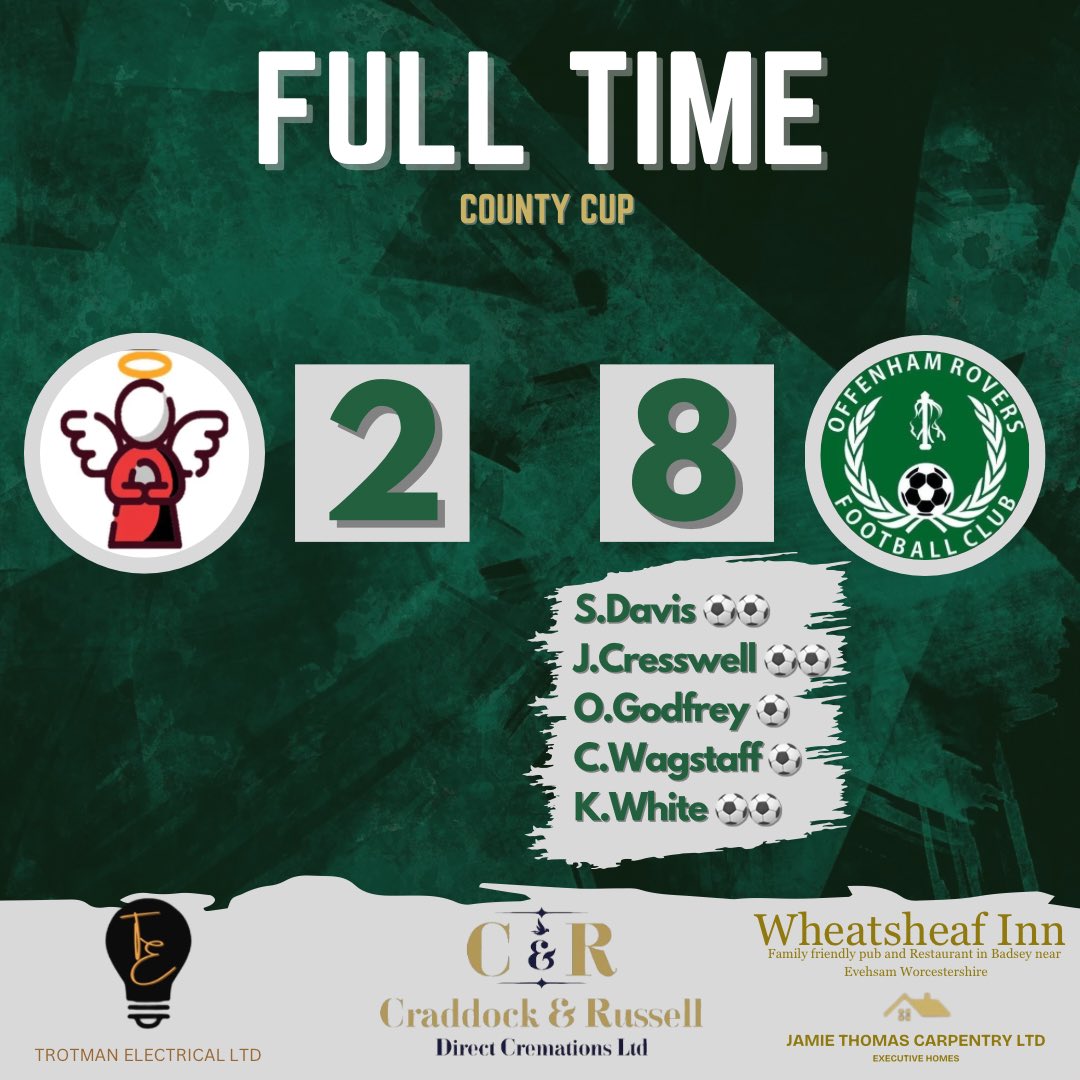 𝐅𝐮𝐥𝐥 𝐭𝐢𝐦𝐞

Worcester Saints 2 - 8 Offenham Rovers

We progress into the quarter final of the county cup

UTR💚🖤