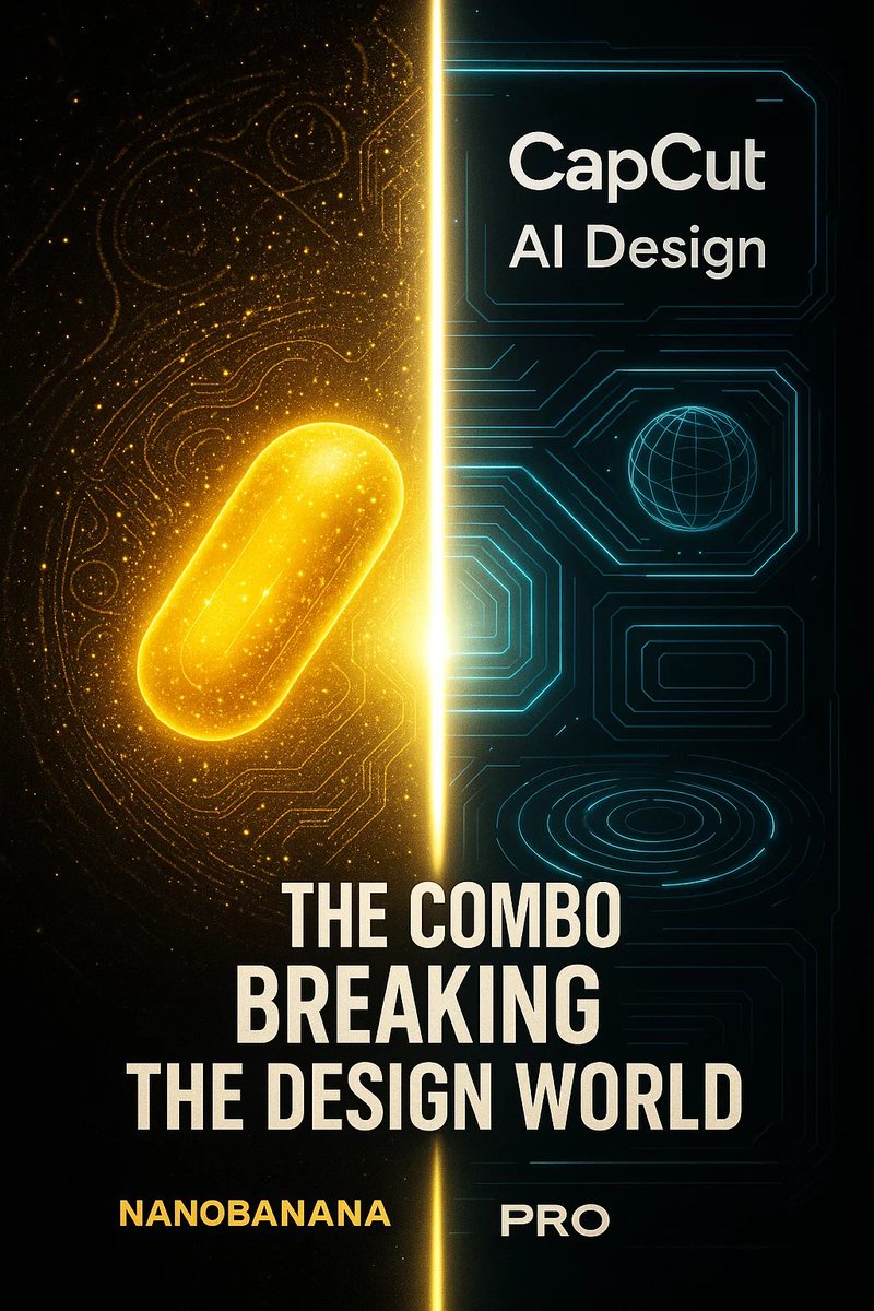 Everyone’s talking about Nanobanana Pro…

But nobody told you what happens when you combine it with CapCut’s new AI Design feature.

Let me show you why this combo is breaking the design world right now. 👇🍌⚡️