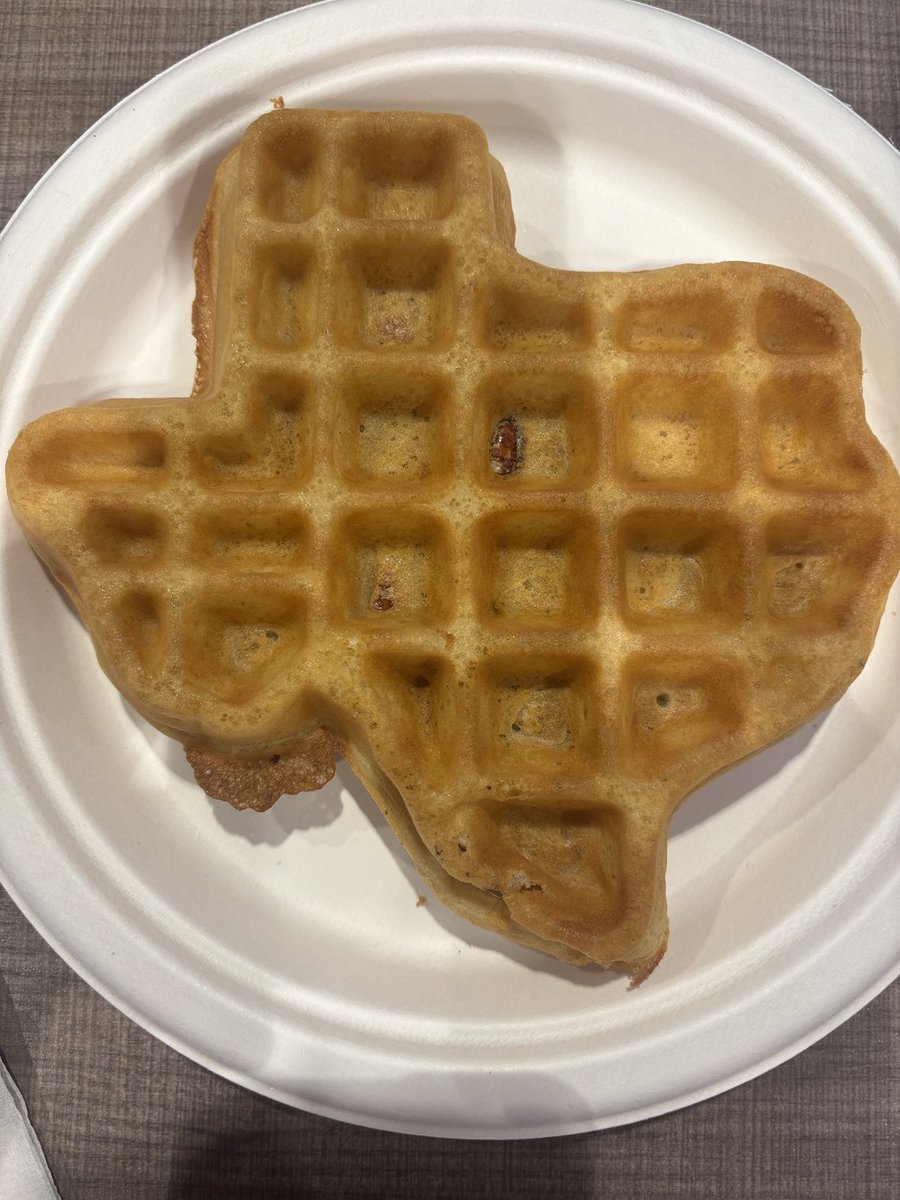 Breakfast at ⁦<a href="/SpringHillSuite/">SpringHill Suites</a>⁩ #texas shaped #waffle #touristphotography