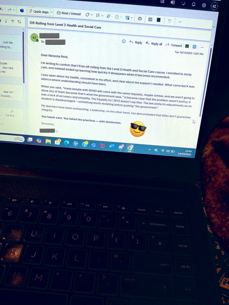 GamerGotDis0's tweet photo. I didn’t leave further education because of my ASD, DLD or health needs - I left because the ableism was constant.
Communication barriers. Learning barriers. No flexibility.
Daily arguments, tears, declining health.
Distance learning let me thrive.
#AccessibilityNow #Ableism https://t.co/tmO2qNNnKu