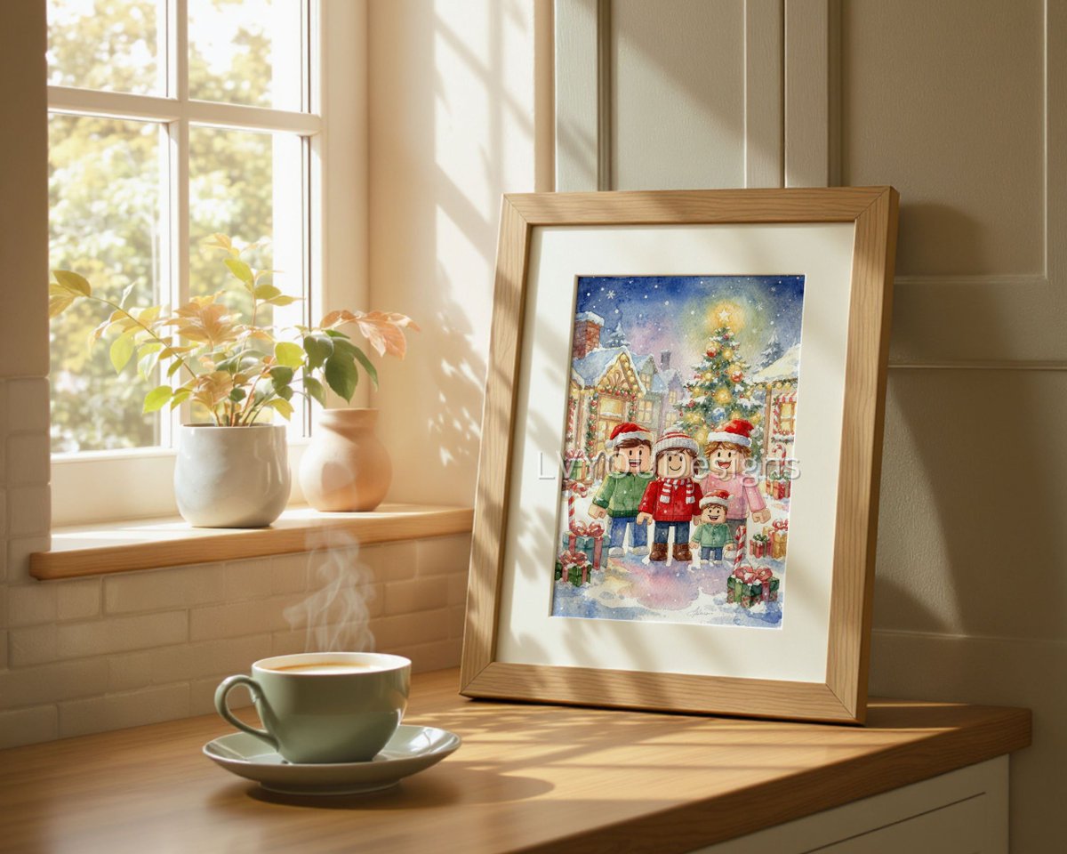 patty_hap's tweet image. 🎄 Christmas Roblox Family Wall Art Print — 35% OFF!
Bring festive joy to your home with this Holiday Village Watercolor Acrylic Painting.
Shop Now on Etsy 👉 etsy.me/4psQEwt
⏳ Limited time only
🔒 Not available as NFT
#robloxart #christmasart #holidaydecor #etsyfinds