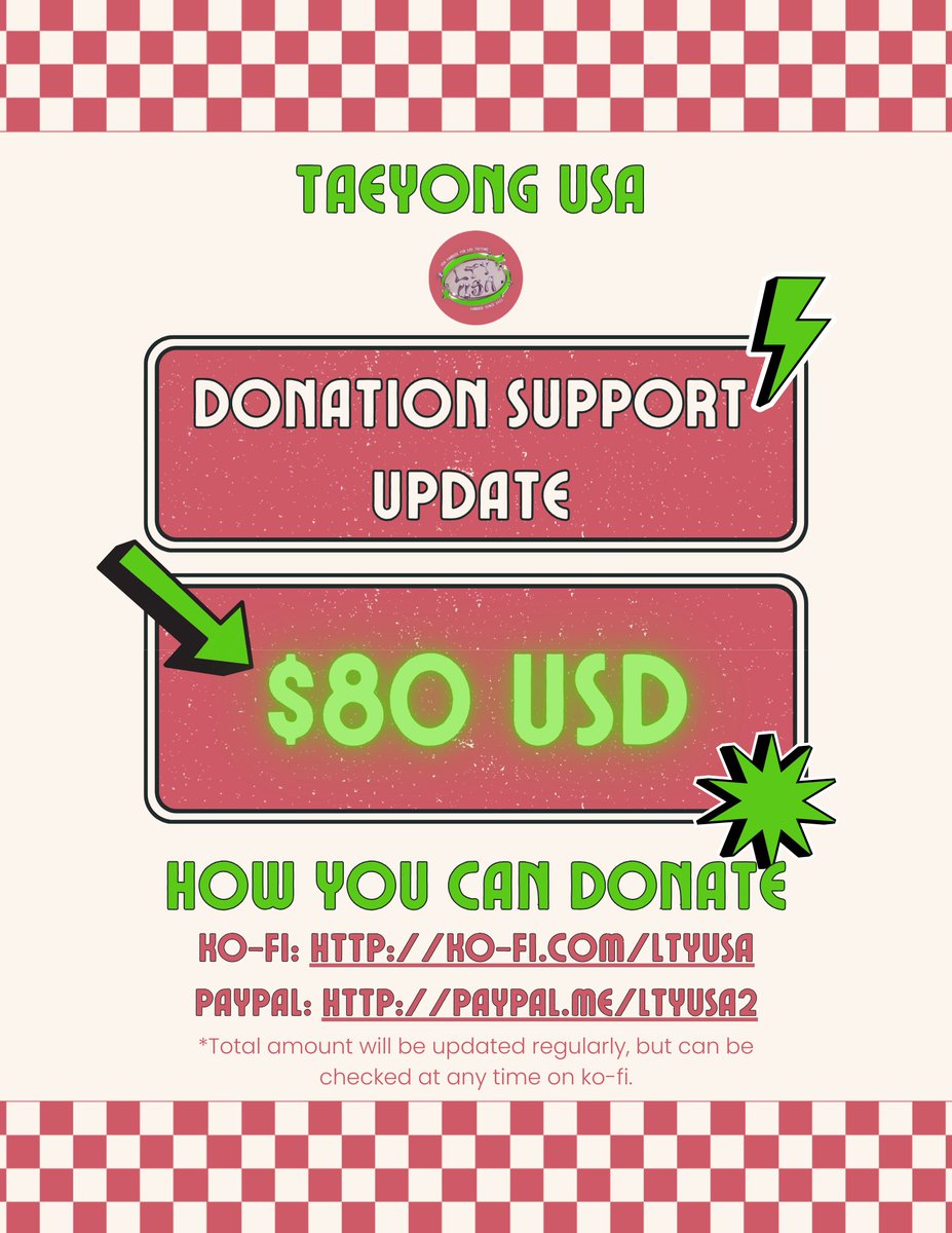 LTYUSA's tweet image. There's only a couple of weeks left before Taeyong returns. 

Here's an update on the donations we have so far. 

Thank you to everyone who donated.   

If you would like to donate you can here:
    
KO-FI: ko-fi.com/ltyusa  
PAYPAL: paypal.me/ltyusa2