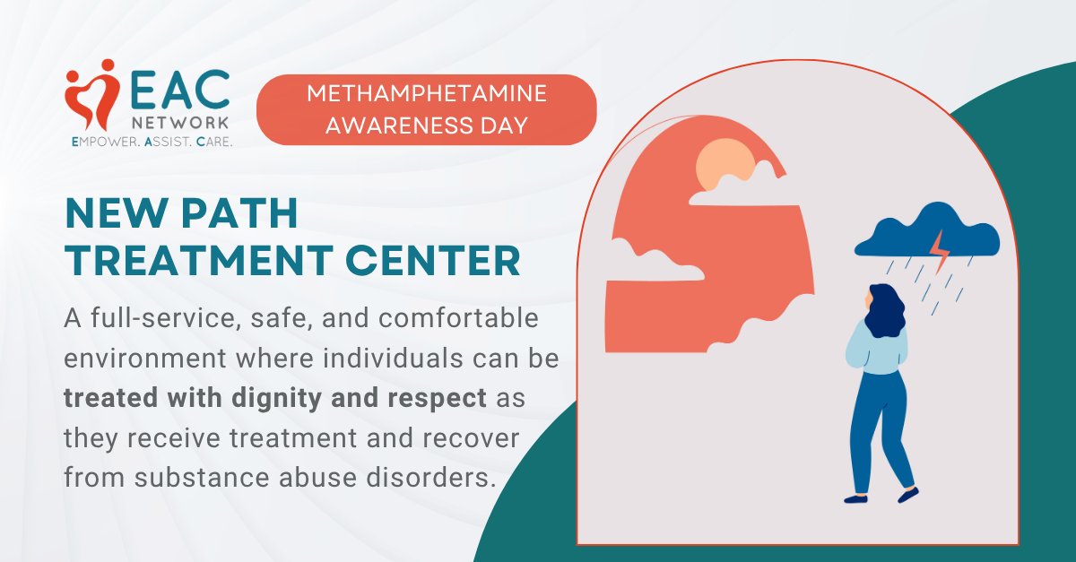 EACNet's tweet image. Today is #MethAwarenessDay. At EAC Network, we support recovery and breaking cycles of addiction. Our New Path Treatment Center offers safe, comprehensive, individualized care for a pathway to long-term recovery.

Learn more: bit.ly/4opksZV 

#RecoveryIsPossible