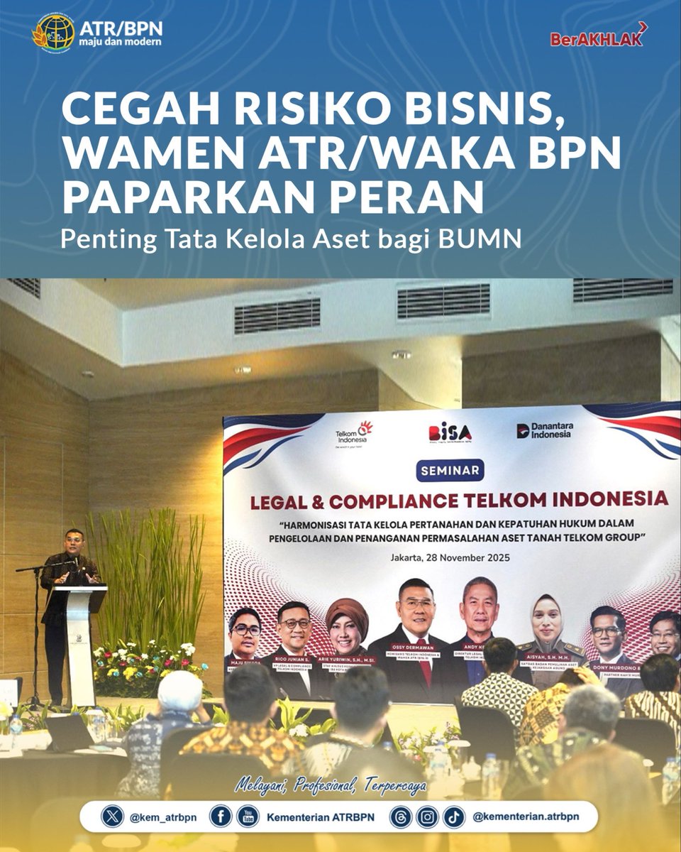 kem_atrbpn's tweet image. CEGAH RISIKO BISNIS, WAMEN ATR/WAKA BPN PAPARKAN PERAN Penting Tata Kelola Aset bagi BUMN

Berita selengkapnya, kunjungi:
atrbpn.go.id/berita/cegah-r…

#KementerianATRBPN
#MelayaniProfesionalTerpercaya
#MajuDanModern
#MenujuPelayananKelasDunia