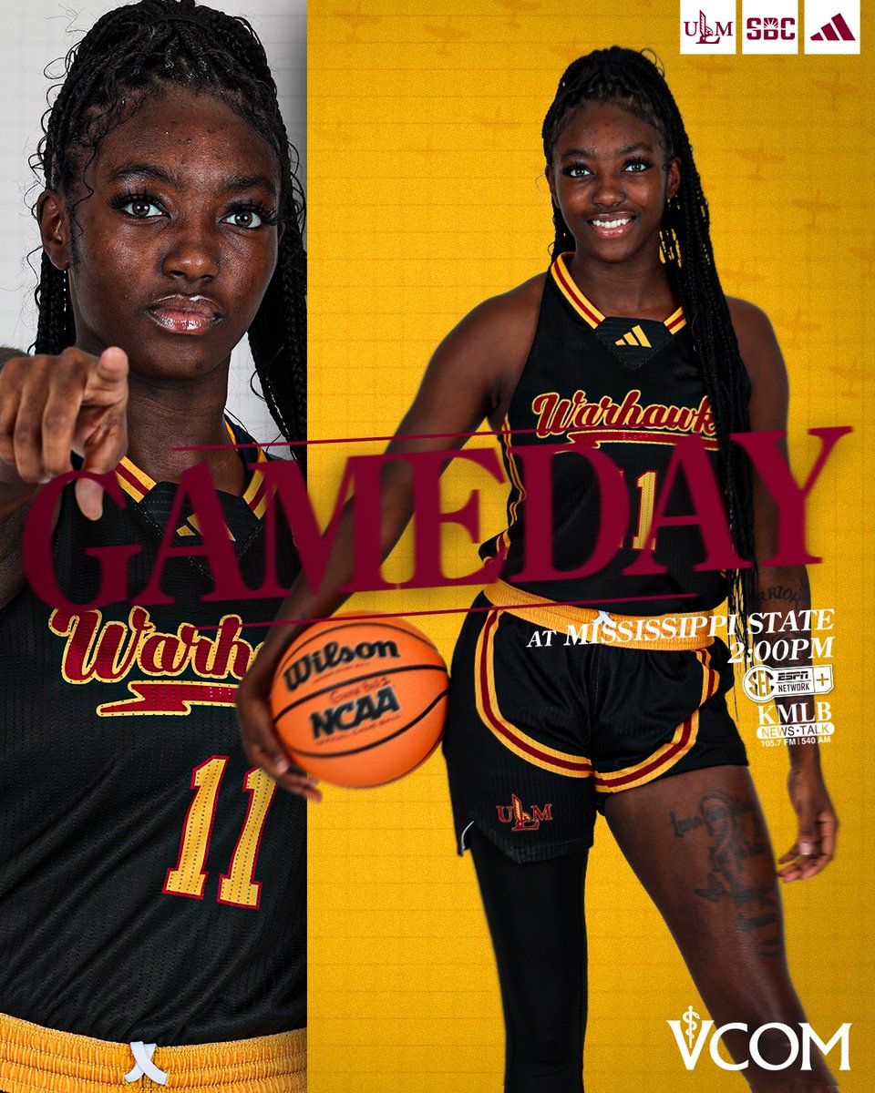 ULMwbb's tweet image. On the road again🚗

🆚 Mississippi State
🕑 2 p.m.
📍 Starkville, Miss.
📺 SECN+ | bit.ly/48nzM2G
📻 KMLB 105.7 FM | bit.ly/3Ome3hT