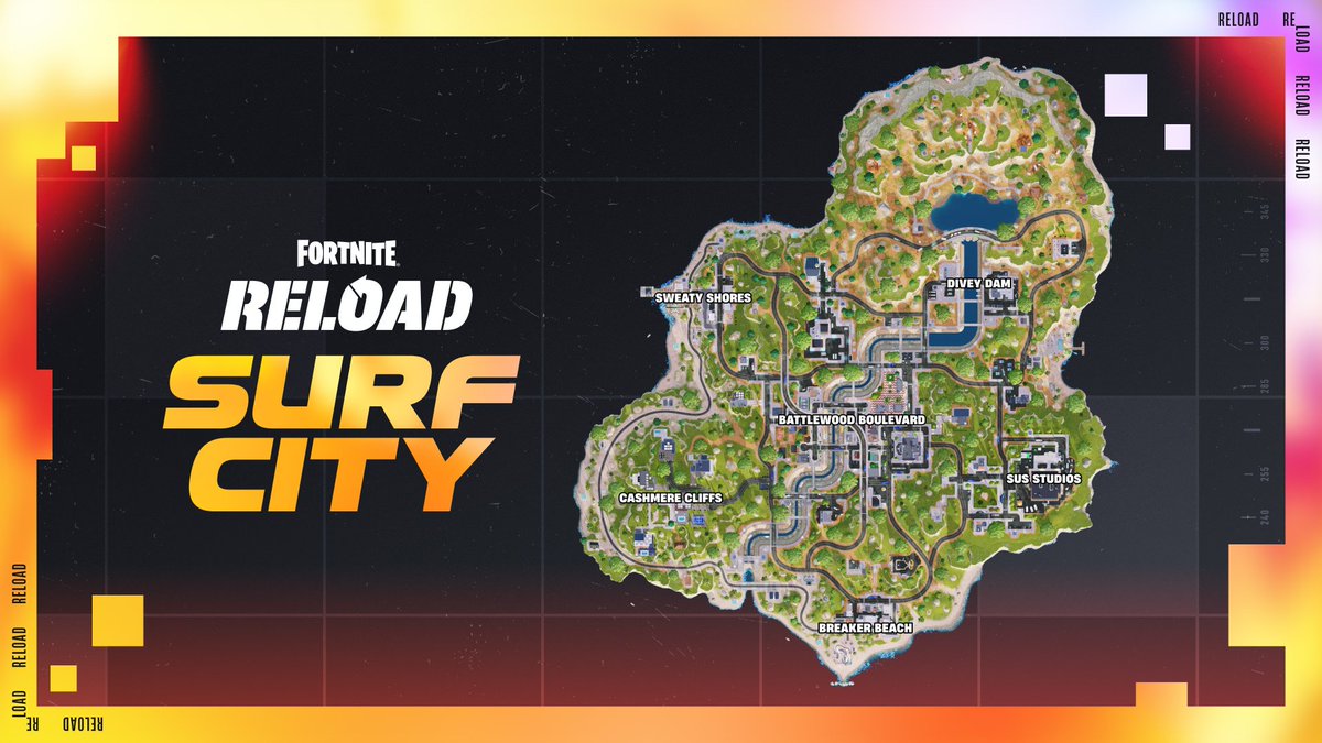 FN_Assist's tweet image. Upcoming #Fortnite Reload map: Surf City!

Releases December 4th, with the mode's return.