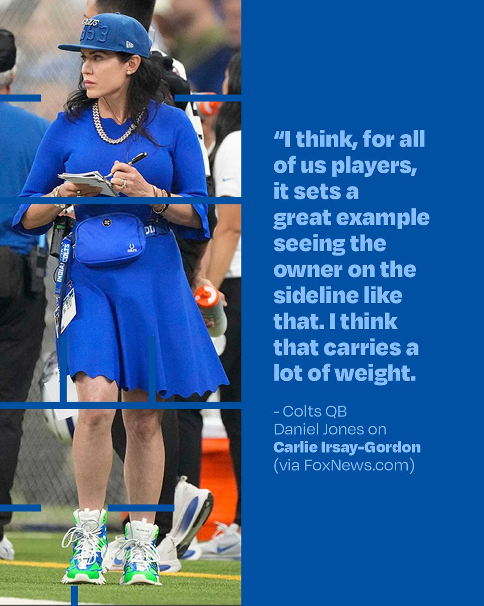 With sideline notepads &amp; unparalleled style, Carlie Irsay-Gordon has led the Indianapolis Colts to an 8-3 record through Week 12. 🏈