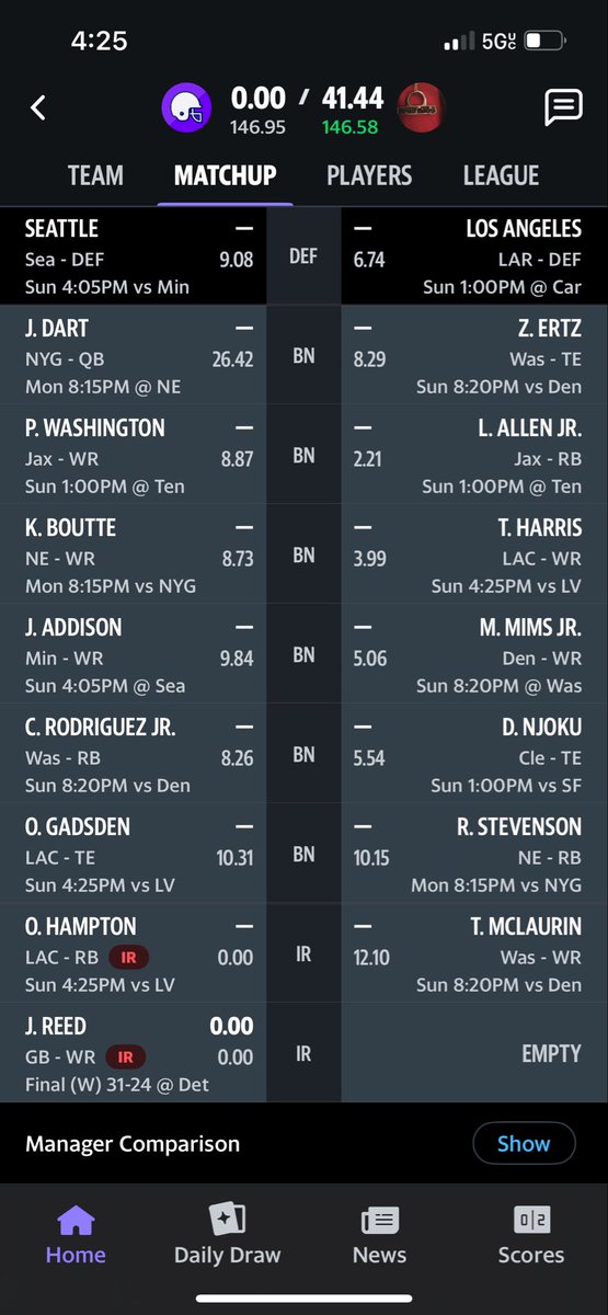 fullnamery's tweet photo. @DaveKluge must win today for playoffs!! Start/sit?? https://t.co/olPzxugUk4