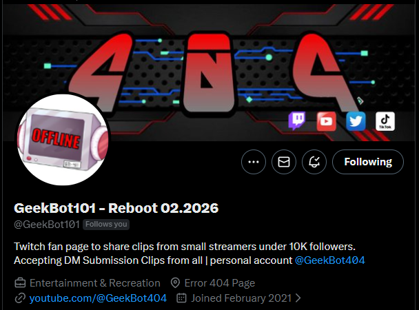 GeekBot404 tweet media