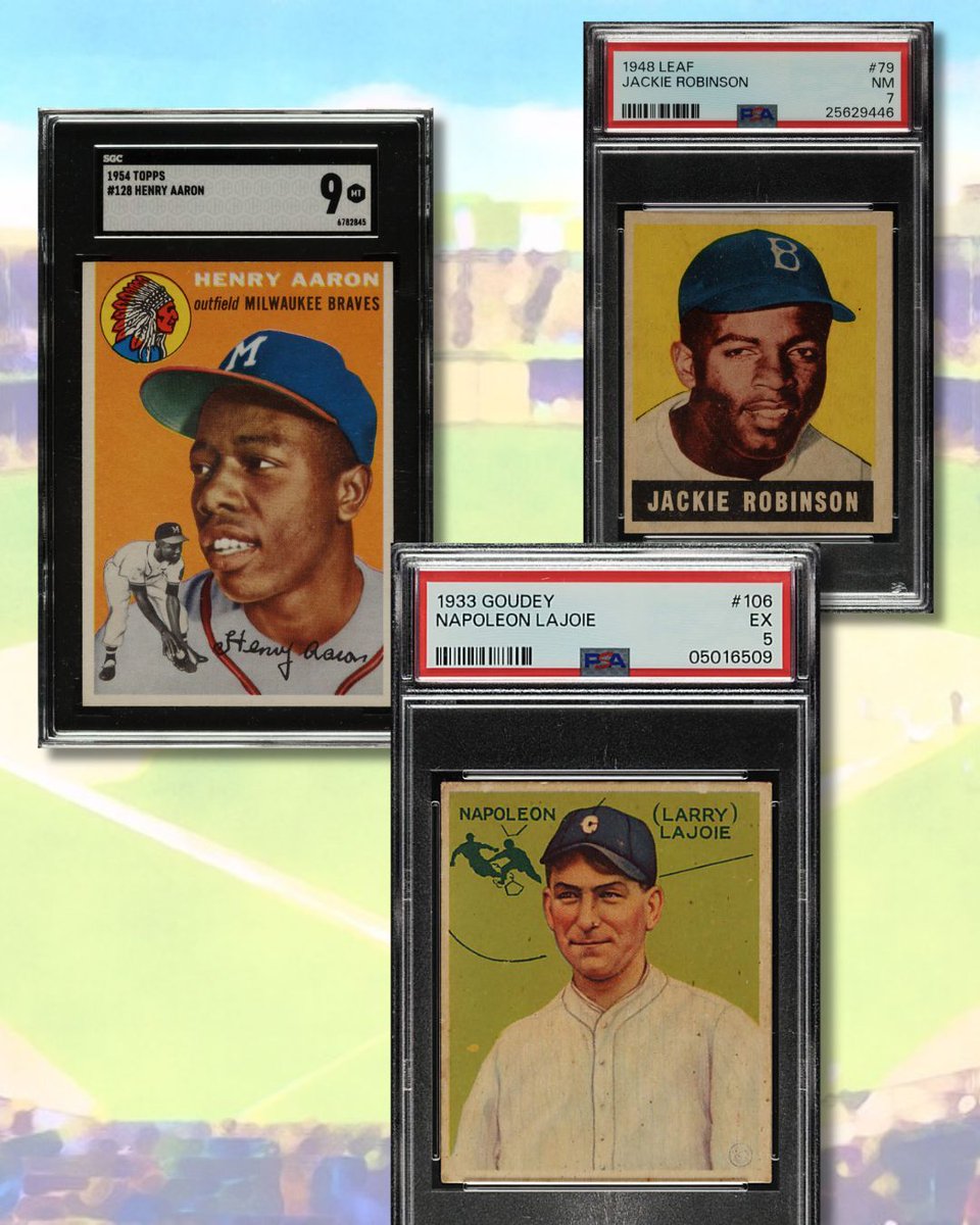 Three of the hobby's most iconic cards from the 1930's, '40's and '50's. With one week left to bid in our Fall Catalog Auction, where will this trio of classics finish?

buff.ly/hofwCjq 

#thehobby #whodoyoucollect #sportscards #baseballcards #vintagecards