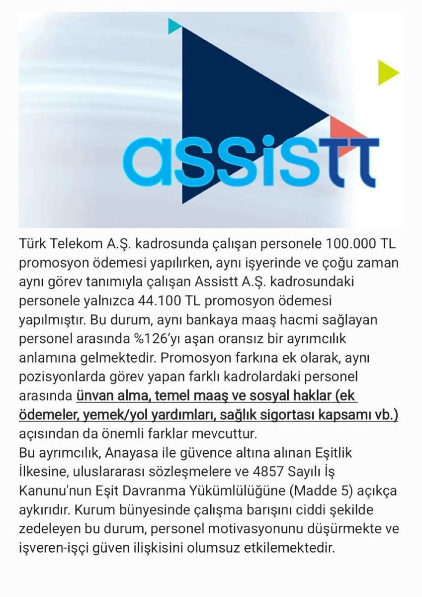 Türk Telekom’un iştiraki olan AssisTT çalışanlarında promosyon isyanı büyüyor!

Yaklaşık 17 bin çalışanı bulunan Türk Telekom iştiraki AssisTT personeli, kurum içerisindeki maaş ve yan hak ayrımcılıklarından sonra bu kez promosyon farkına tepki gösterdi.

Geçtiğimiz günlerde