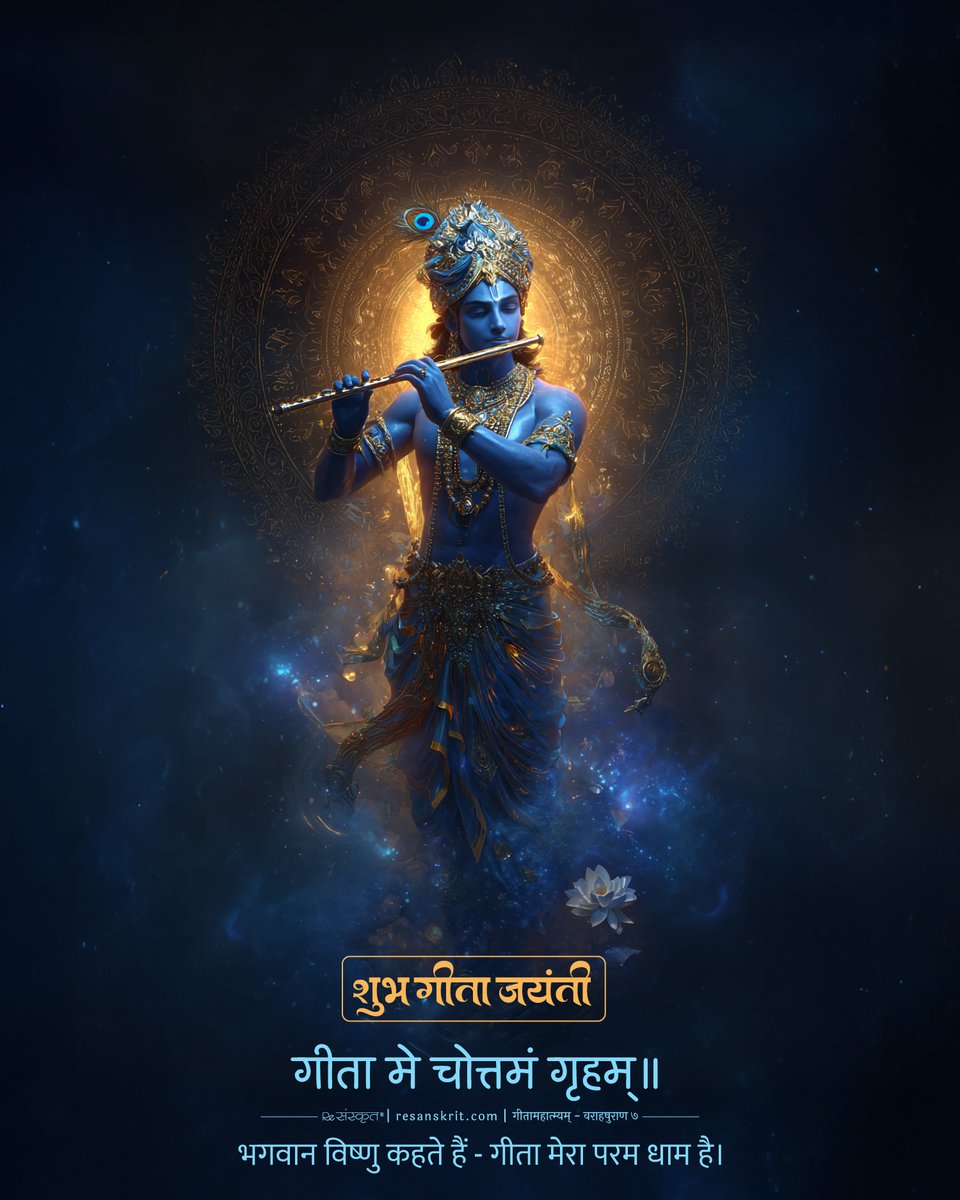 ReSanskrit's tweet image. “On Gita Jayanti, we celebrate the timeless words of Shri Krishna — a divine guide for every age, every seeker.”
#GitaJayanti #BhagavadGita #Krishna