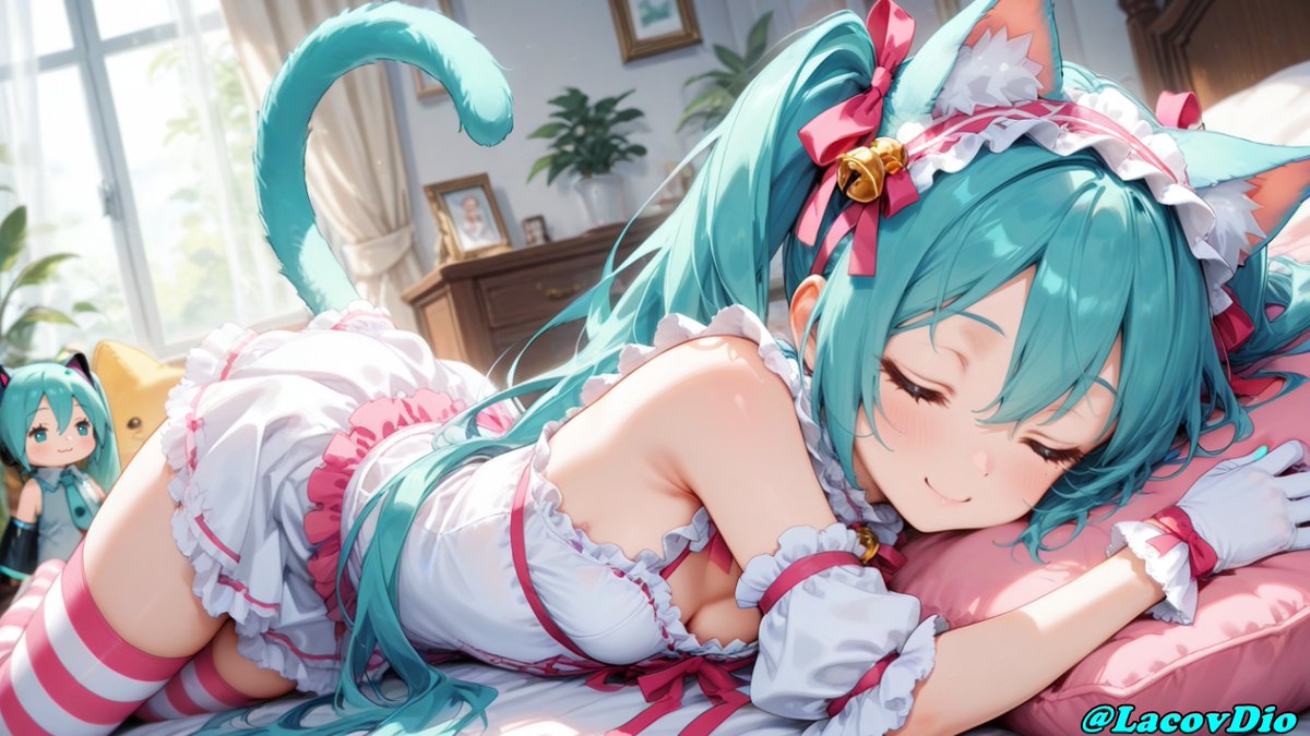 2025-12-01 #6 Sleeping Cat *AIイラスト *初音ミク