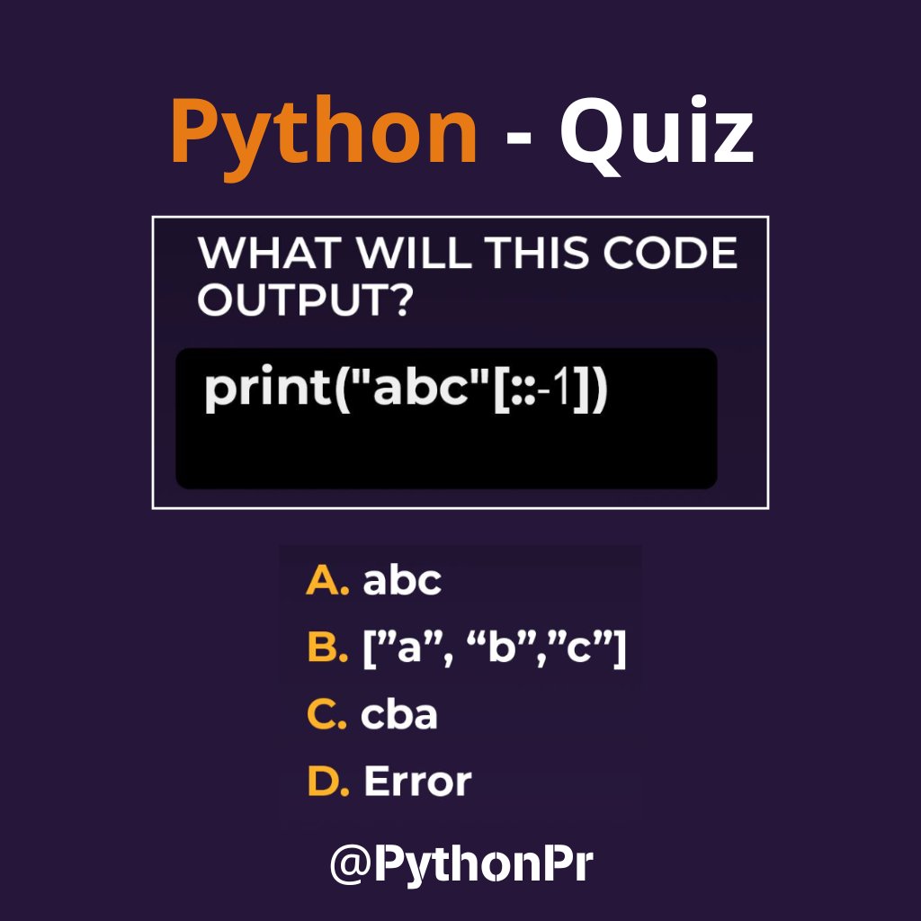 PythonPr's tweet image. Python Question / Quiz; What is the output of the following Python code, and why? Comment your answers below!