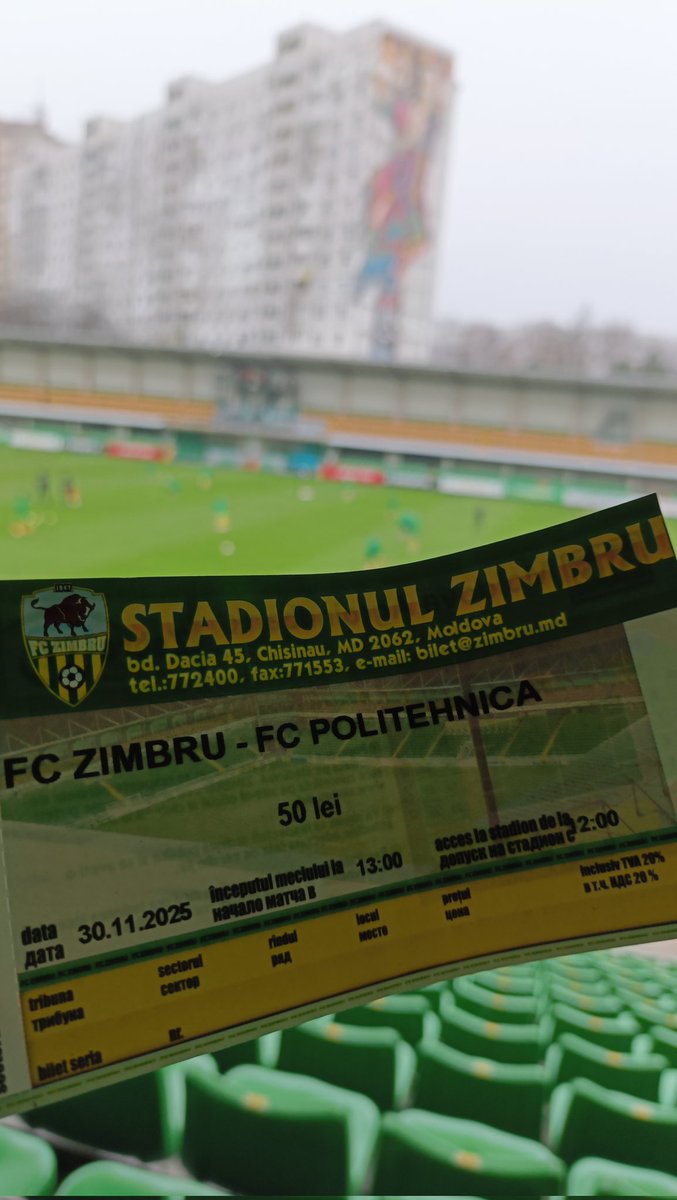 PuckJansen1954's tweet photo. Vandaag werden in #Moldavië de laatste wedstrijden voor de winterstop gespeeld. 1 maart 2026 wordt de competitie hervat. Mooi hardcopy Ticket gescoord voor de wedstrijd #FCZimbru - #FCPolitehnica 4-2. https://t.co/CJzvNzYeT3