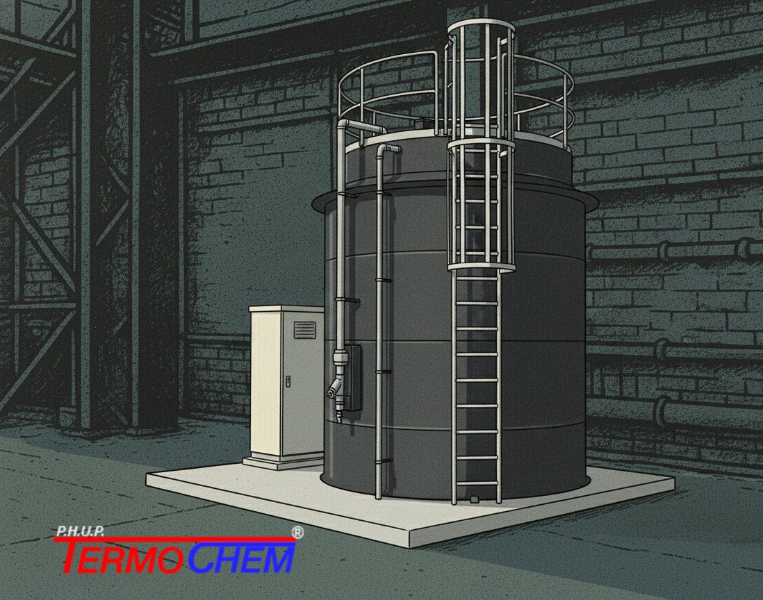 Termochem's tweet image. PHUP Termochem – Rozwiązania dla Przemysłu!
Niezawodne zbiorniki procesowe na agresywne media chemiczne, opcjonalnie wyposażone w mieszadła i zaawansowane układy pomiarowe (pH, poziom, przepływ). 
#Termochem #Zbiorniki #ChemiaPrzemysłowa #InżynieriaProcesowa #Bezpieczeństwo