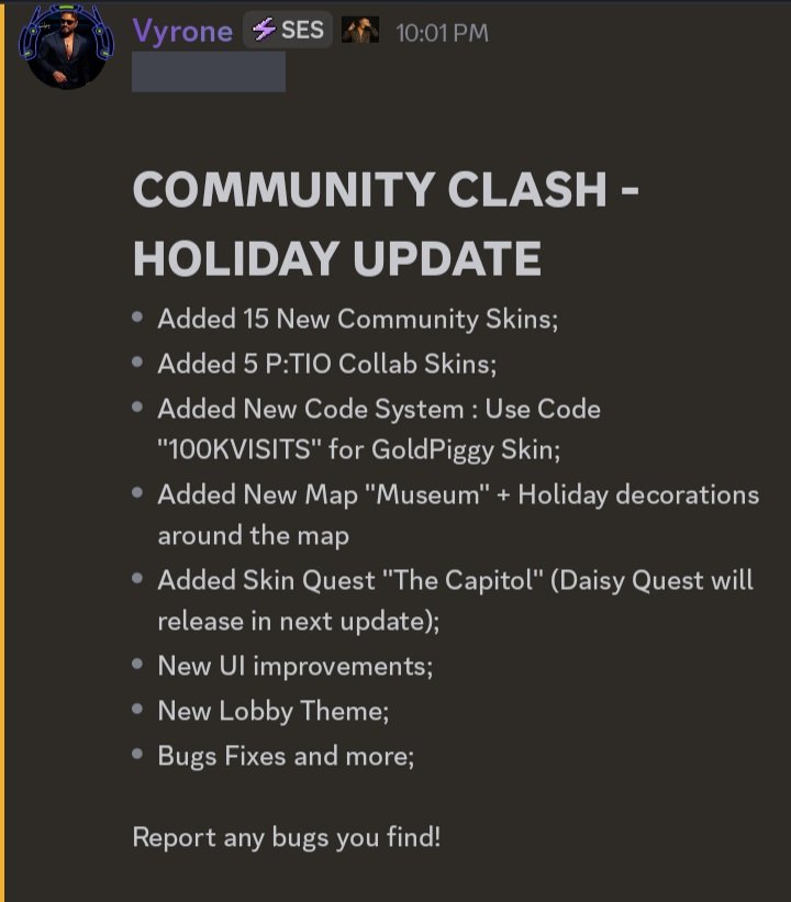 DaRealVyrone's tweet image. HOLIDAY UPDATE IS NOW OUT 
Update log in the photo!
Play : roblox.com/games/10778167…