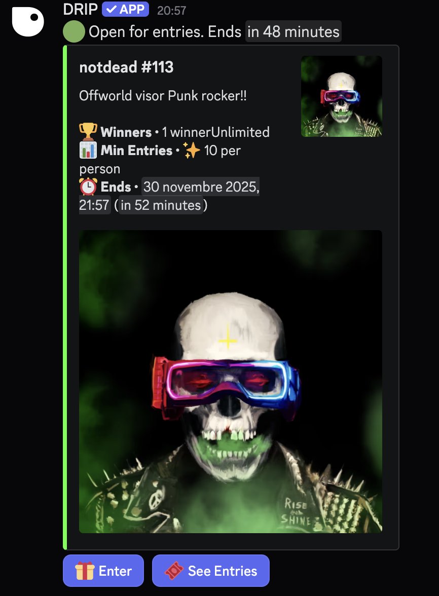 🖤 Right now on our Discord you can win some NotDead!
Because art deserves to be shared, even the undead kind. ⚡
Still notdead, but never silent.
Join us.