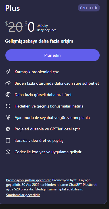 YTMasterAi's tweet image. ChatGPT Plus&apos;ı denemek isteyenler için harika bir haber! 🚀 Şimdi ilk ay tamamen ÜCRETSİZ! Yapay zekanın gücünü keşfetmek ve deneyiminizi bir üst seviyeye taşımak için bu fırsatı kaçırmayın. Hemen kaydolun ve fırsatı kapın! 👇
#ChatGPTPlus #ÜcretsizDeneme #YapayZeka #AI