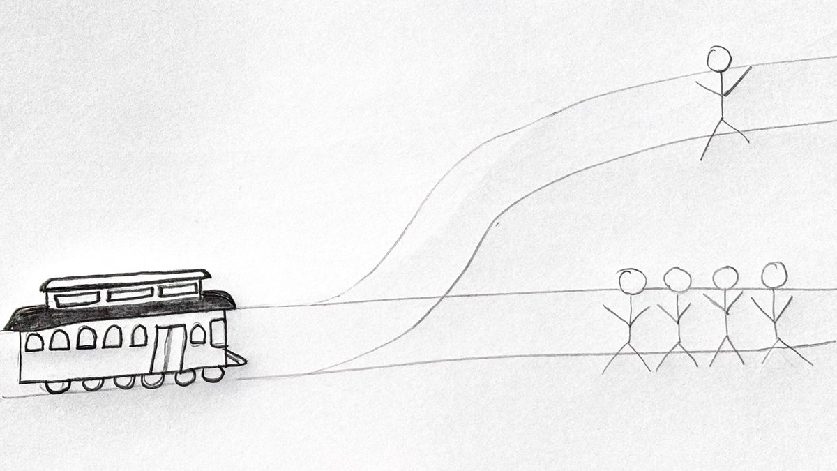 mmitchell_ai's tweet image. That&apos;s one of the points behind the &quot;trolley problem&quot;. There isn&apos;t a right answer. All answers are right in some way, and wrong in some way. 2/