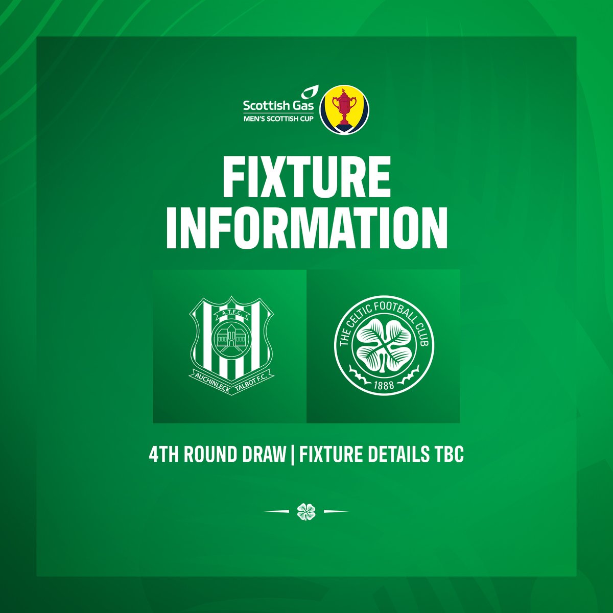 🆚 We have been drawn against Auchinleck Talbot in the fourth round of the #ScottishCup.

Full fixture info TBC 🗓

#CelticFC🍀