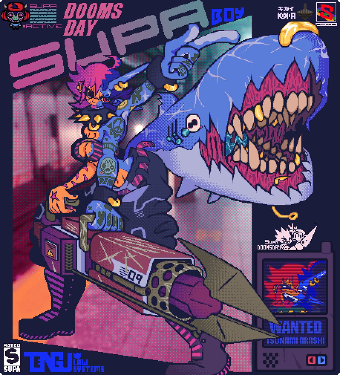 🦈Gonna need a bigger gun🦈 #pixelart #ドット絵