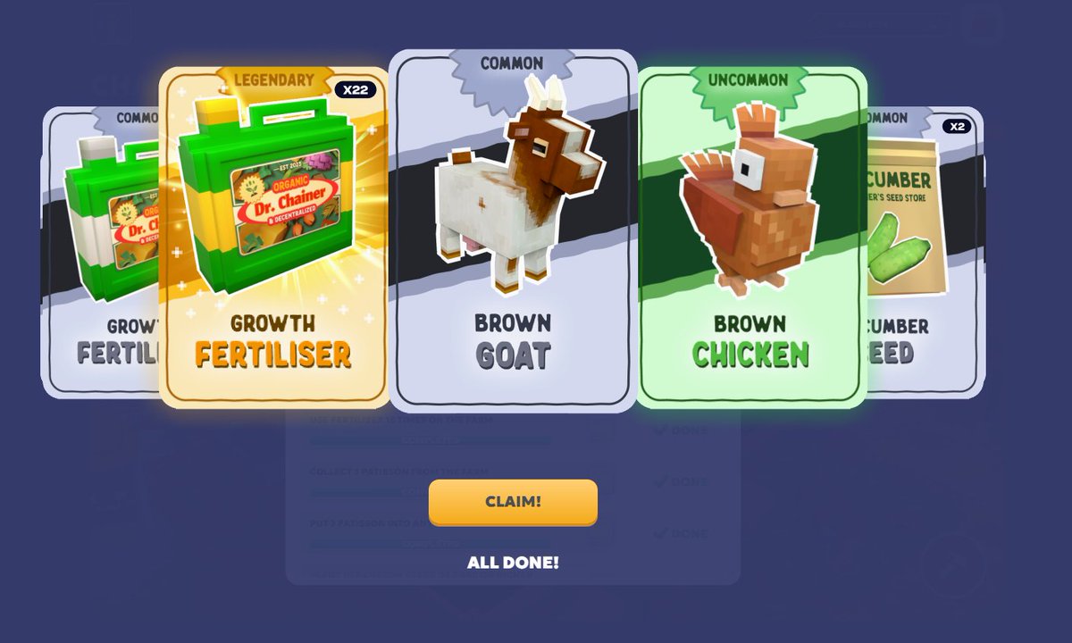 oneloveggamer's tweet photo. 🎯 Otro evento completado en Chainers 🎯
Quería otra Charlotte… pero el juego dijo:
“Hoy toca cabra, pollo y fertilizante legendario” 😂🔥

Recompensas obtenidas:
🟡 22 Legendary Growth Fertilizers
🤎 Brown Goat (Common)
🟢 Brown Chicken (Uncommon)

No era lo que esperaba, ¡pero igual suma para la granja!
A seguir farmeando que todavía vienen más eventos 💪🚜

¿Ustedes qué han sacado últimamente? Los leo 👇

#Chainers #Ronin #Web3Gaming #PlayToEarn #P2E #NFTGaming #OneLoveGamer