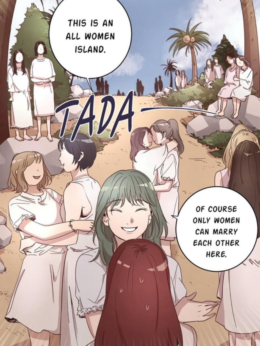 If a quite literal Island of Lesbos doesn’t convince sapphic ladies and yuri enjoyers alike that a comic is worth reading, idk what will 👩‍❤️‍💋‍👩🏝️
 
(Source: Ring My Bell)