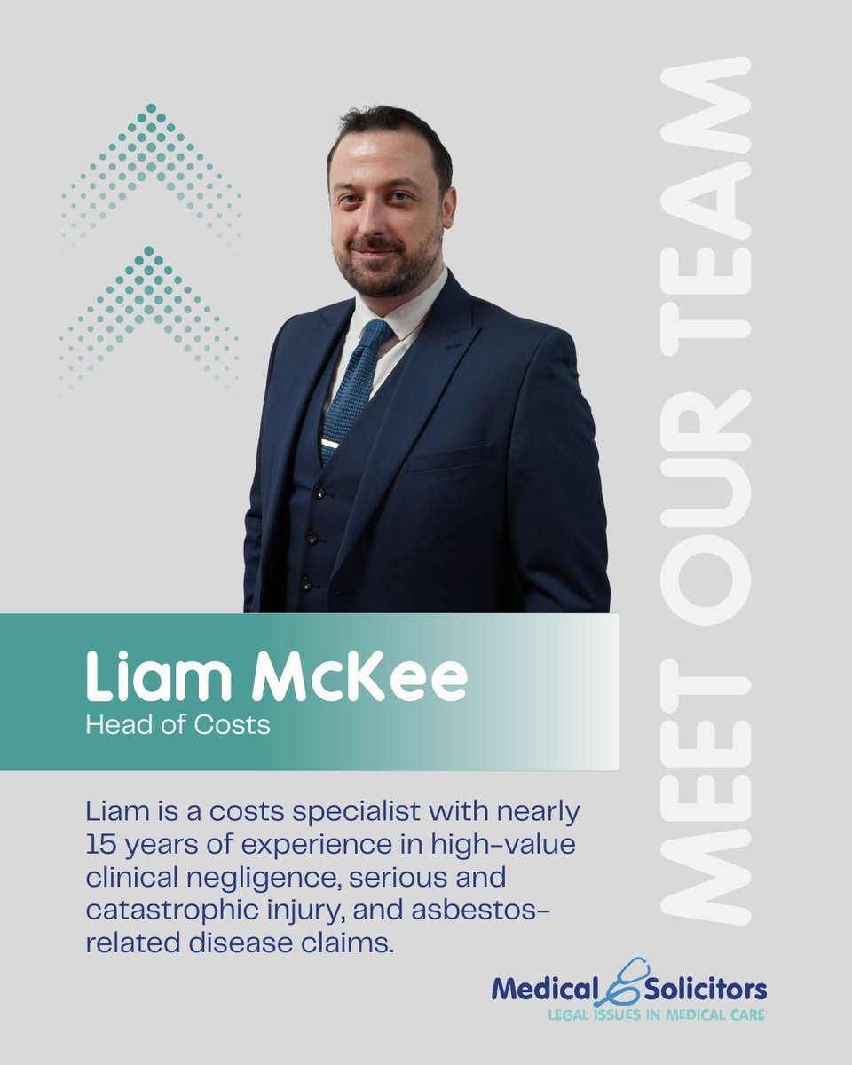 We're thrilled to welcome to Liam McKee as our new head of costs.
With extensive experience in civil and commercial costs, and a proven track record in cost management within clinical negligence, Liam will support our teams across all three offices.
 medical-solicitors.com/about-us/liam-…